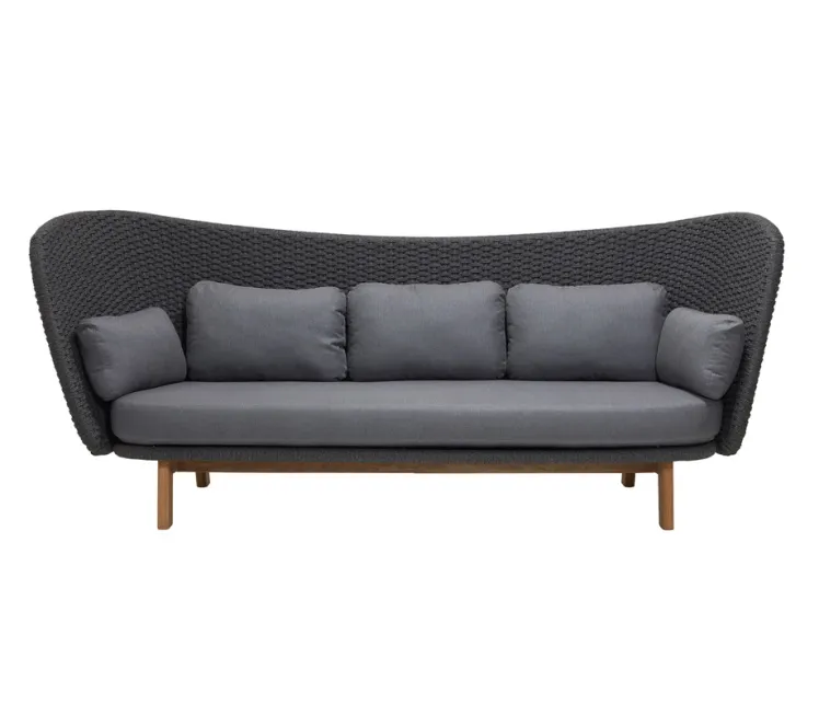 Gartenbank 3er Loungesofa Cane-line �Peacock Wing� Korbsofa Rattan dunkelgrau
